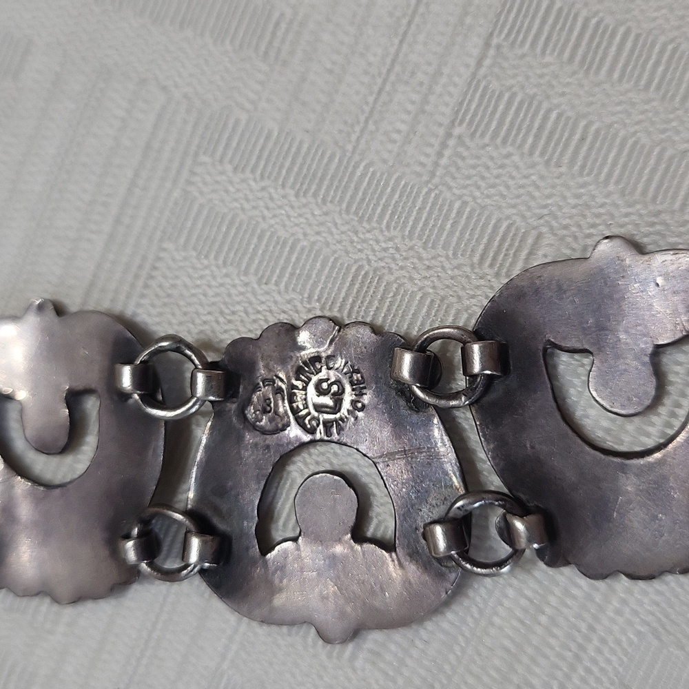 Vintage Los Castillo Mexican Sterling Silver Flower Bracelet - Picture 7 of 9